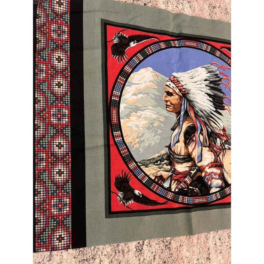 Native American Chief Spirit Pillow Panel Quilt Fabric 17” x 45